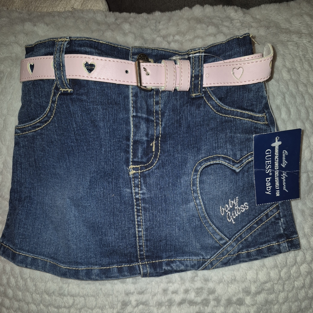 Guess Baby Denim Skirt with Pink Heart Belt. *12 Months